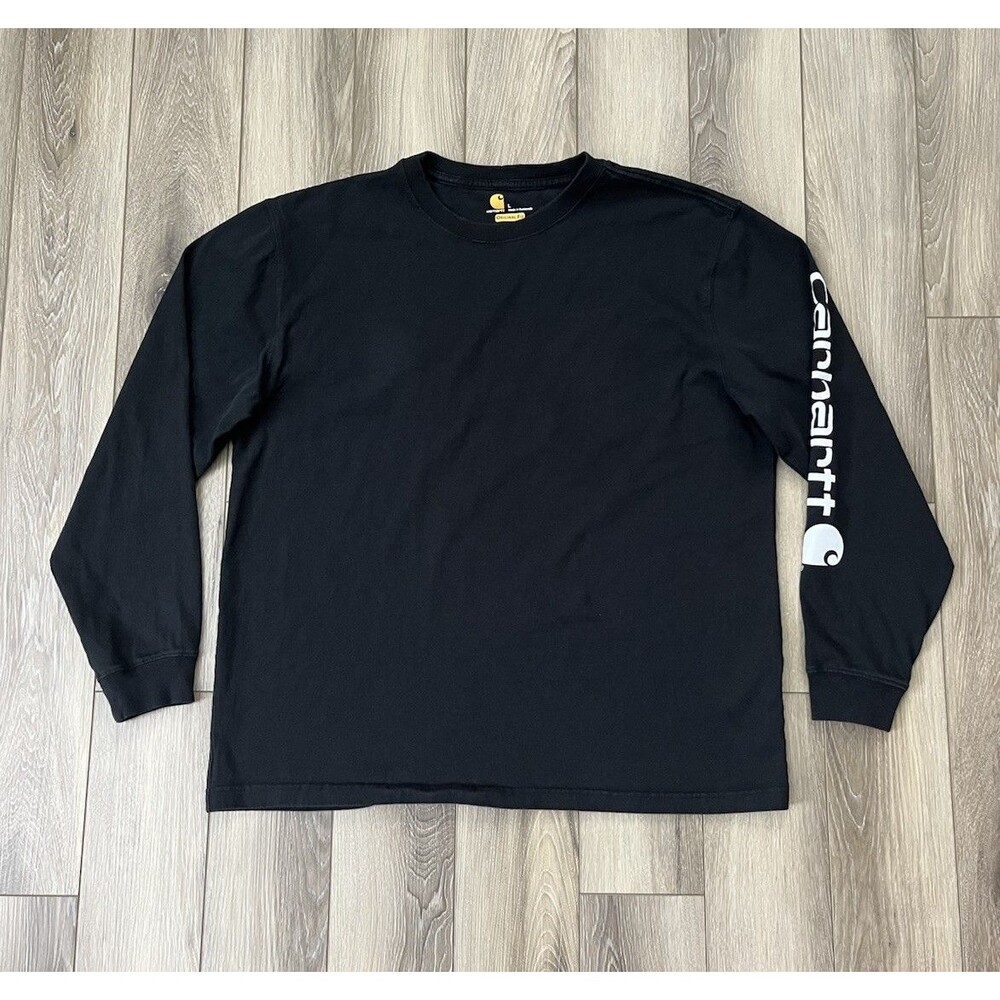 Carhartt Original Fit Heavyweight Logo Sleeve Graphic Long Sleeve Black Mens L